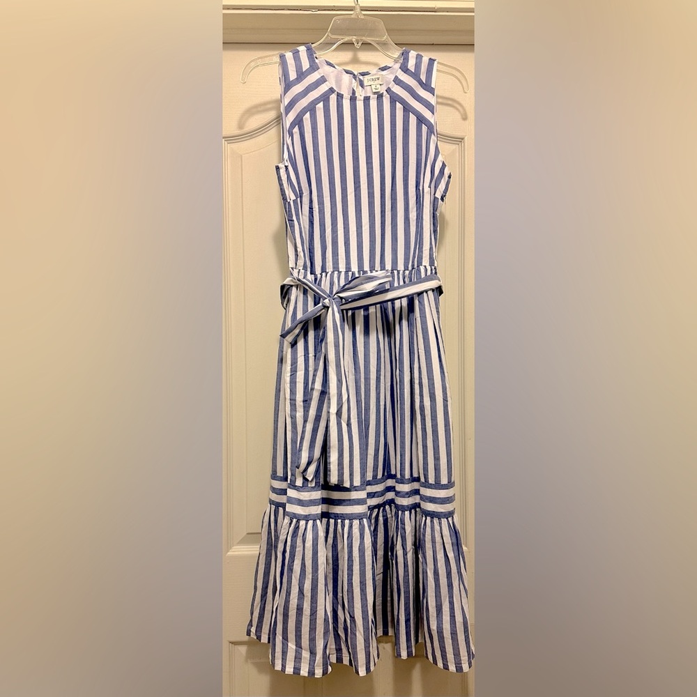 NWT J. Crew striped seersucker midi dress women’s size 2